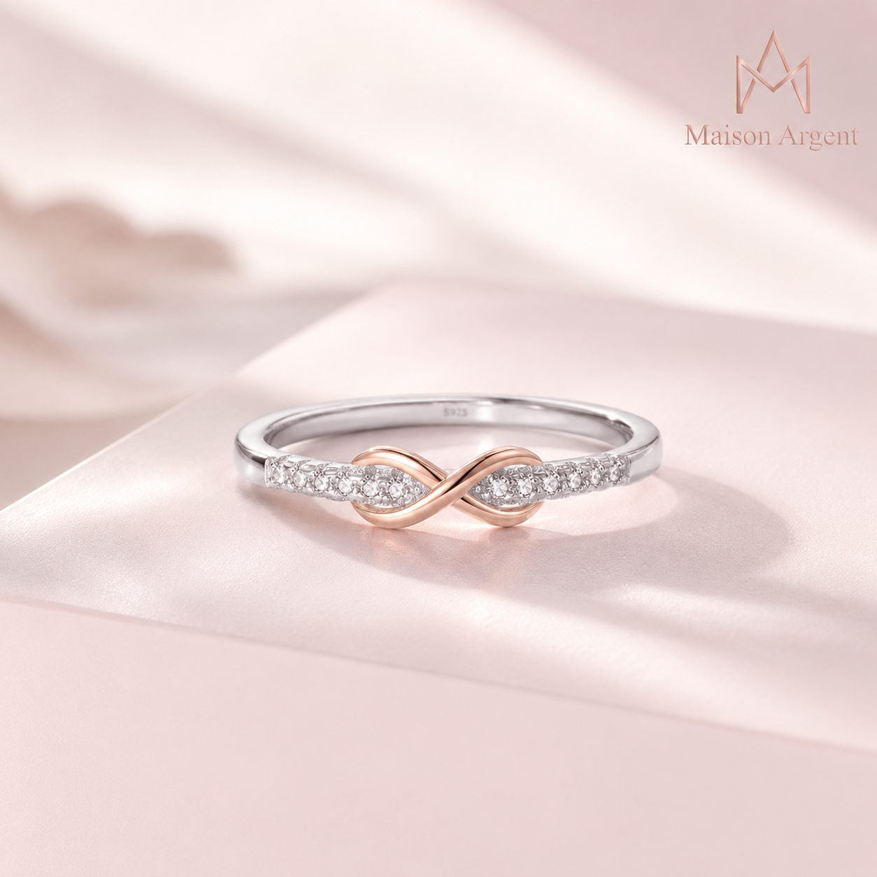 Bague Infini Romantique en Argent Sterling 925 Plaqué Or Rose - Bijou Fin pour Femme
