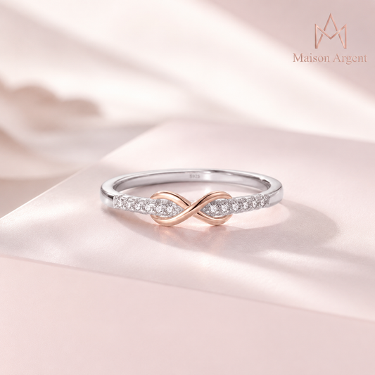 Bague Infini Romantique en Argent Sterling 925 Plaqué Or Rose - Bijou Fin pour Femme