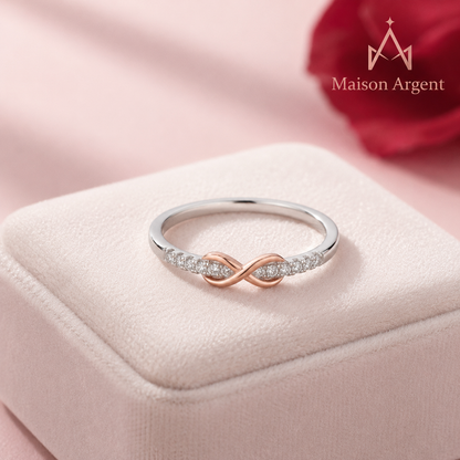 Bague Infini Romantique en Argent Sterling 925 Plaqué Or Rose - Bijou Fin pour Femme