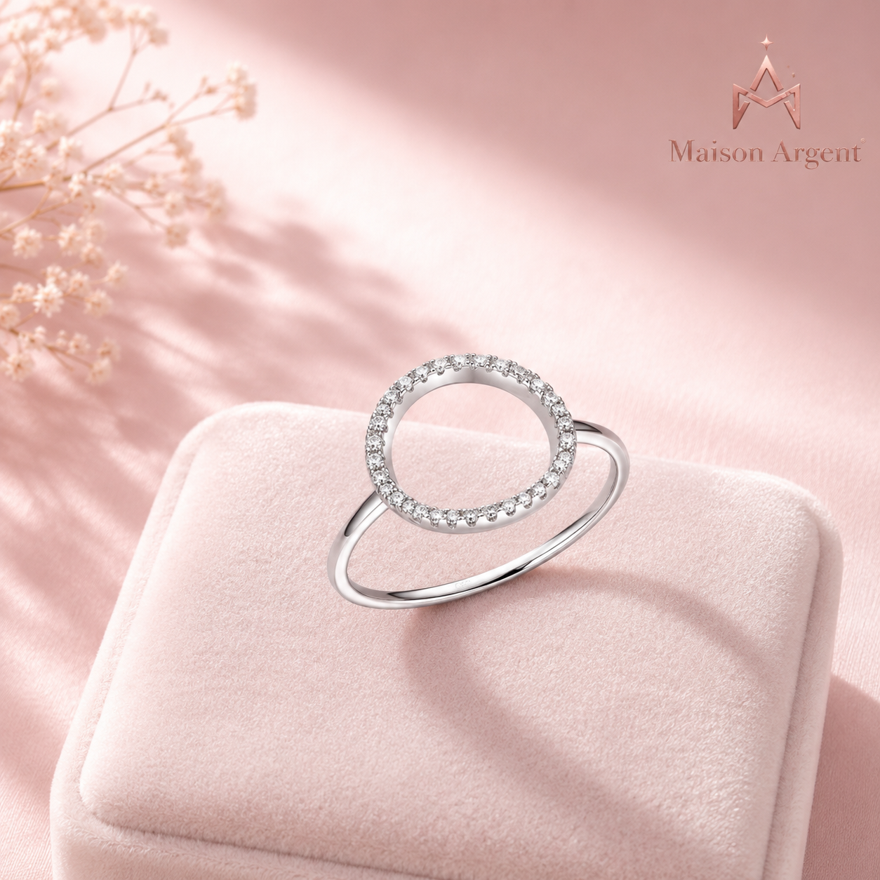 Bague Argent Sterling 925 Cercle Blanc & Rose Zircon Cubique Brillante