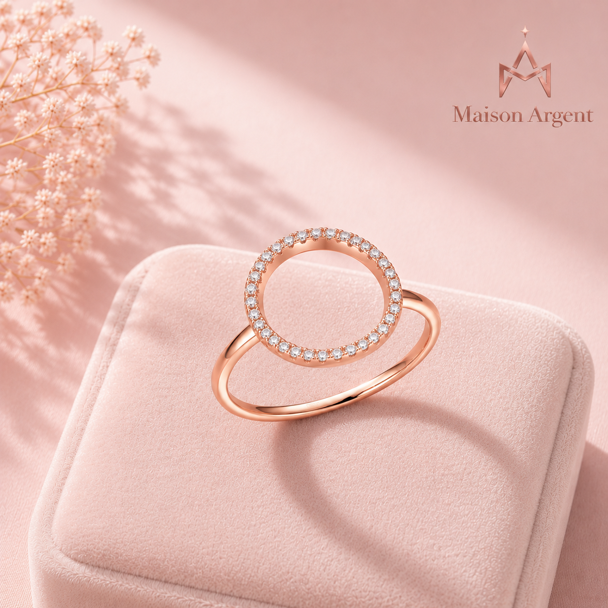 Bague Argent Sterling 925 Cercle Blanc & Rose Zircon Cubique Brillante