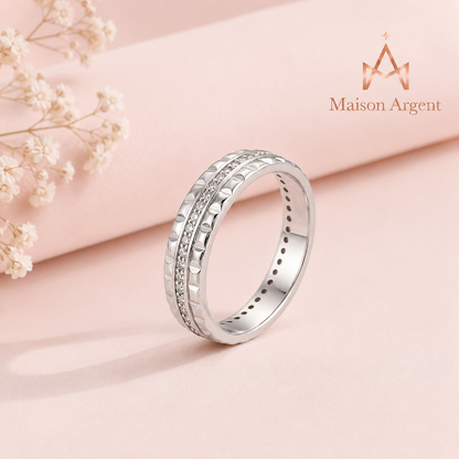Bague Éternité Tressée en Argent Sterling 925 pour Femme - Bijou Fin Scintillant CZ