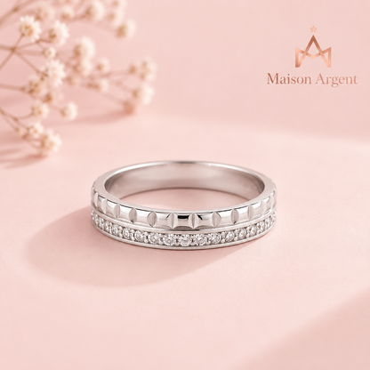 Bague Éternité Tressée en Argent Sterling 925 pour Femme - Bijou Fin Scintillant CZ