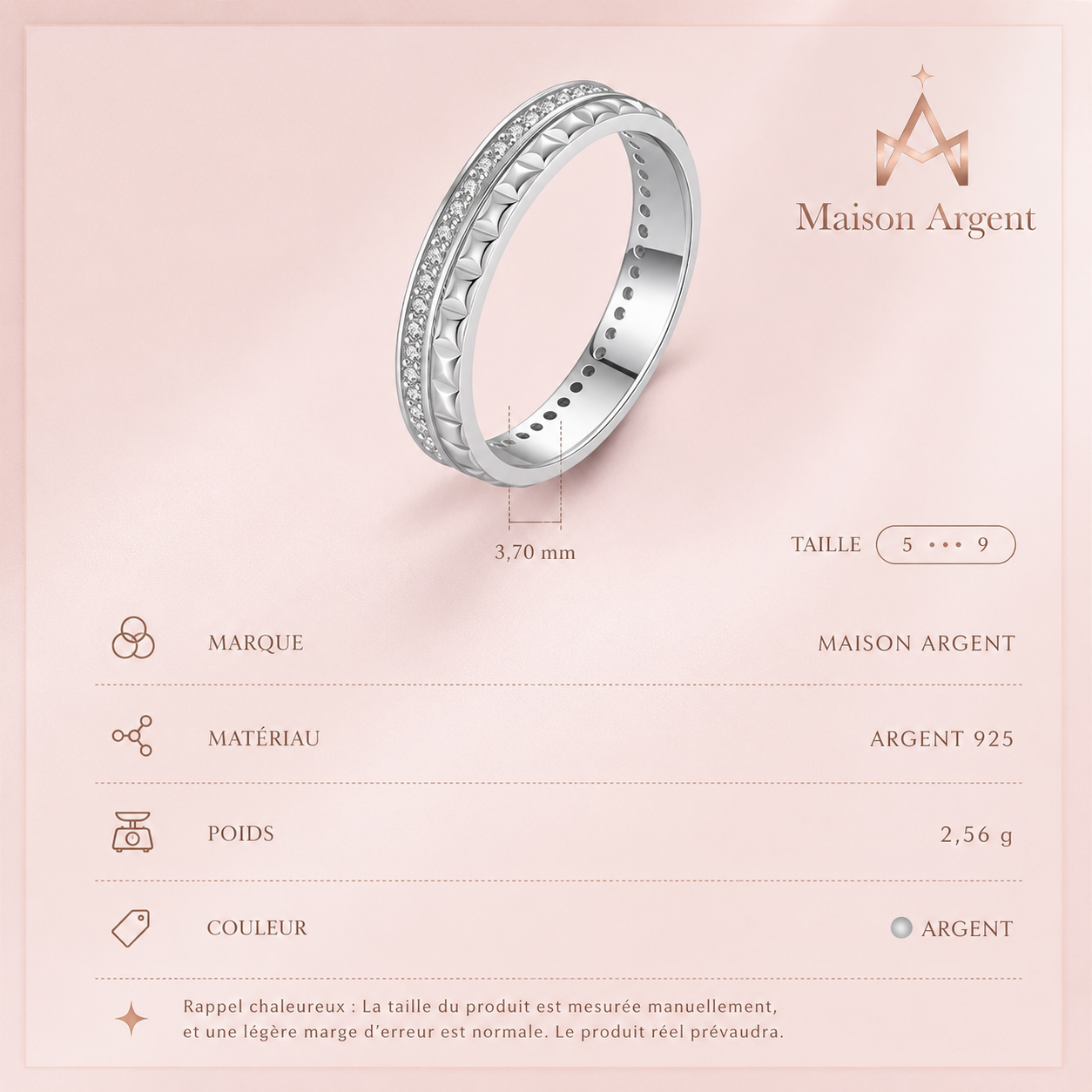 Bague Éternité Tressée en Argent Sterling 925 pour Femme - Bijou Fin Scintillant CZ