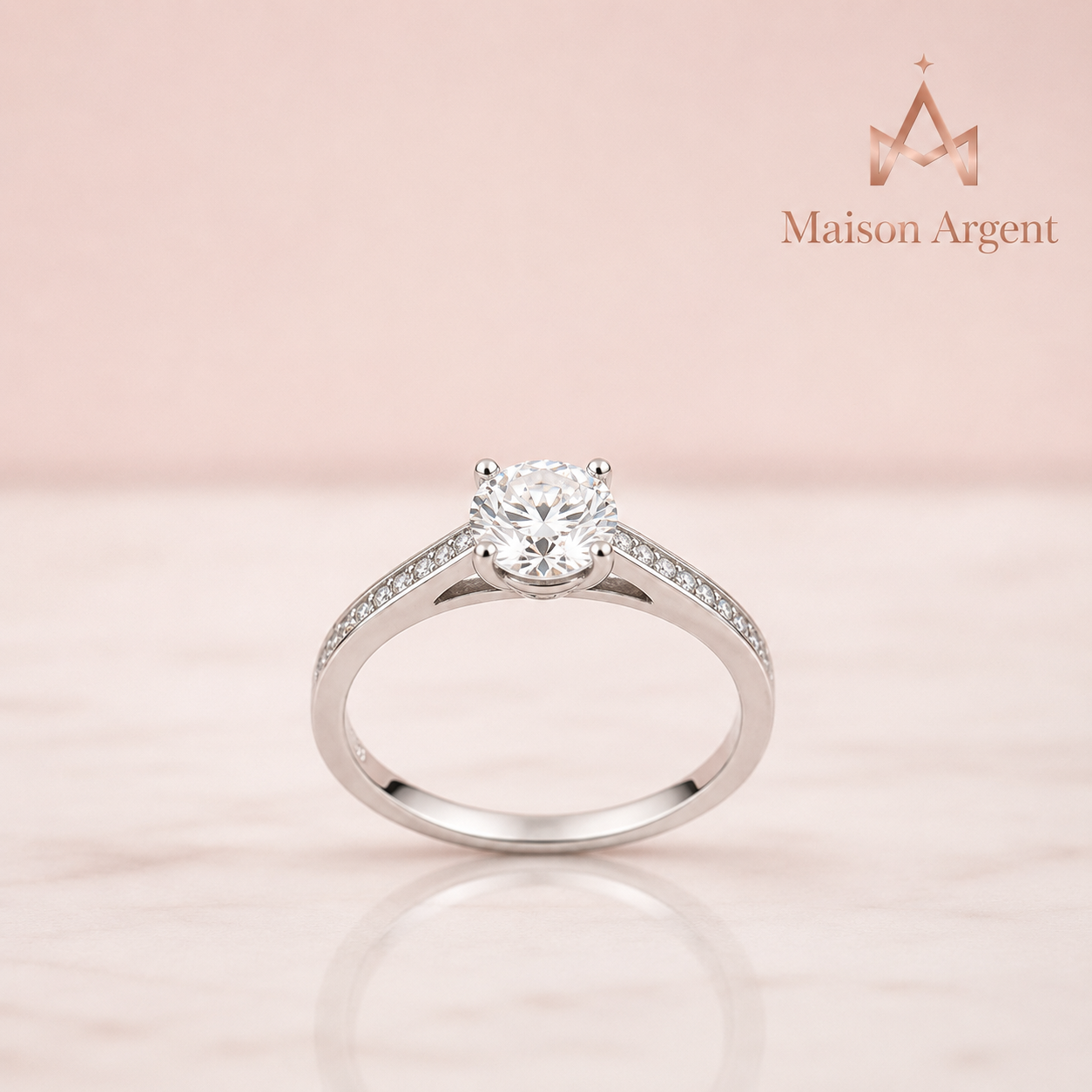 Bague Solitaire Moissanite 1CT en Argent 925 pour Femme - Bijou Classique pour Fiançailles et Mariage