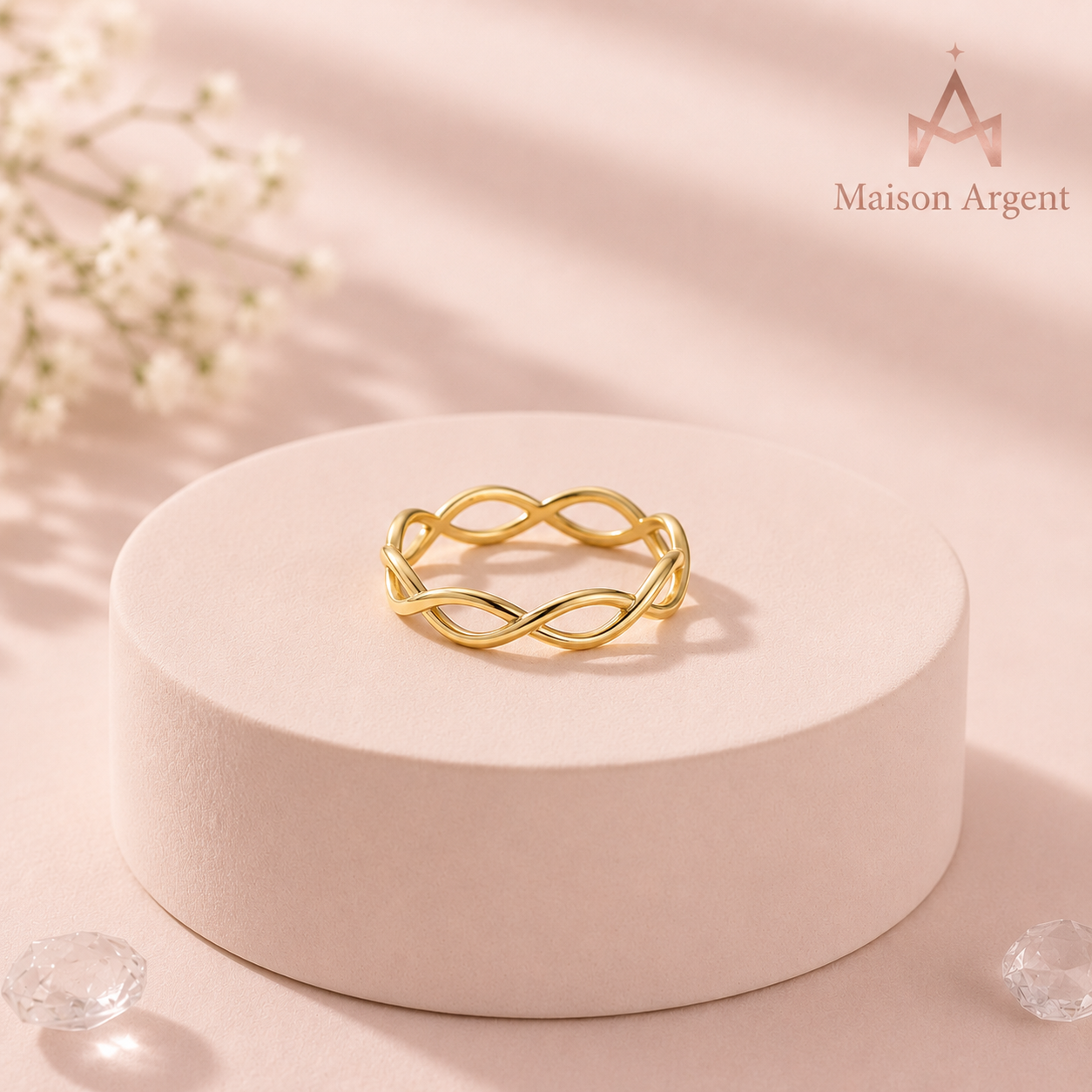 Bague Tressée Argent 925 - Design Abstrait Élégant pour Femme
