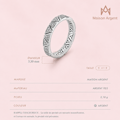 Bague Triangle Éternité en Argent Sterling 925 pour Femme - Bijou Mariage Romantique avec Boîte