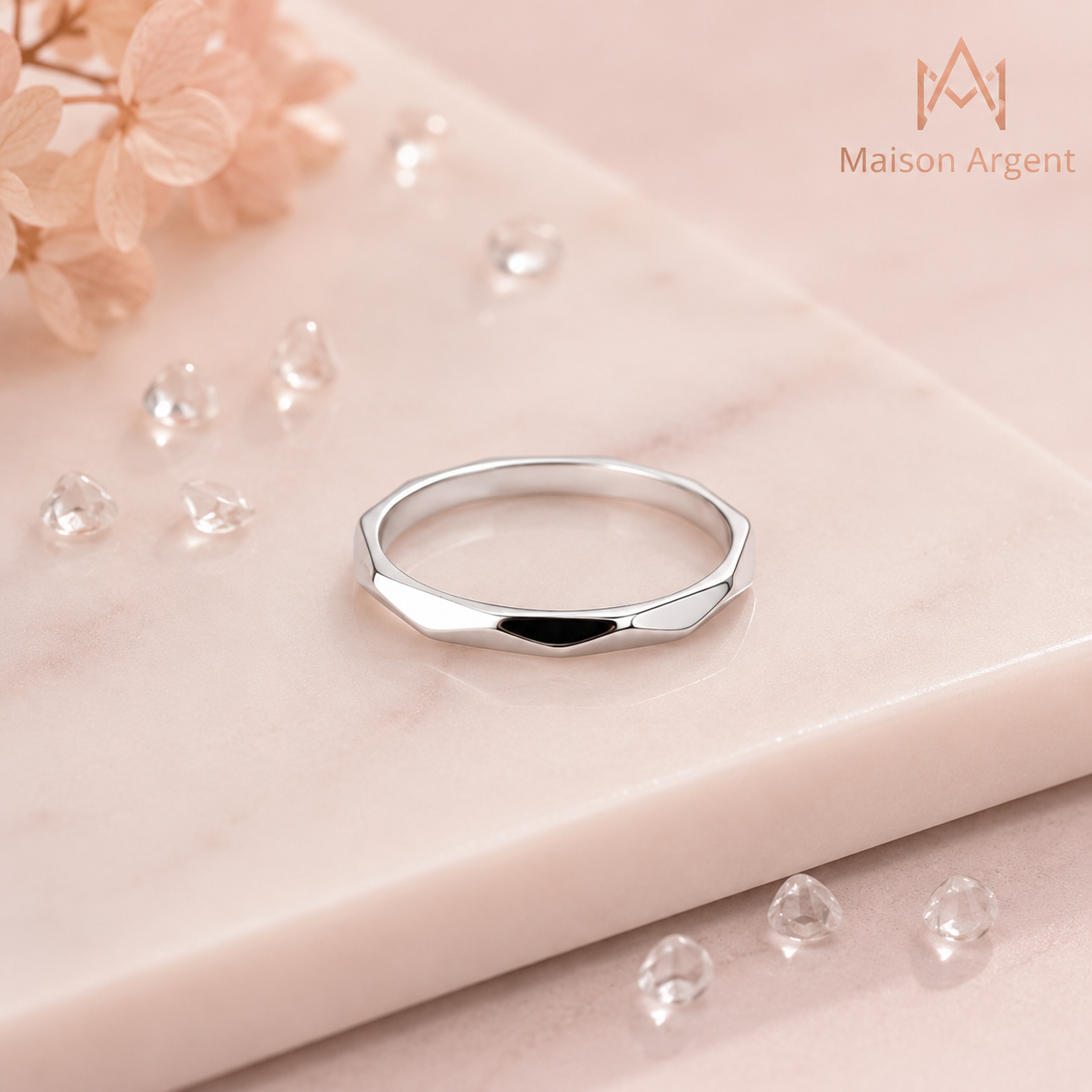 Bague Géométrique Minimaliste en Argent Sterling 925 pour Femme - Bijou de Mariage Minimaliste