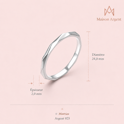 Bague Géométrique Minimaliste en Argent Sterling 925 pour Femme - Bijou de Mariage Minimaliste