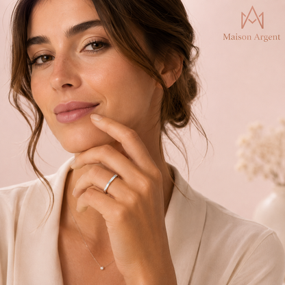 Bague Géométrique Minimaliste en Argent Sterling 925 pour Femme - Bijou de Mariage Minimaliste