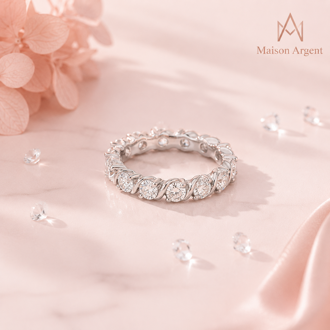 Bague de Fiançailles Femme en Moissanite Certifiée D VVS1, Argent Sterling S925
