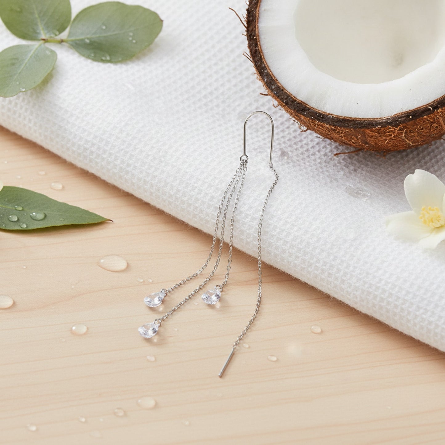 Boucles d'Oreilles Pendantes Argent Sterling 925 pour Femme - Design Goutte d'Eau & Pompon